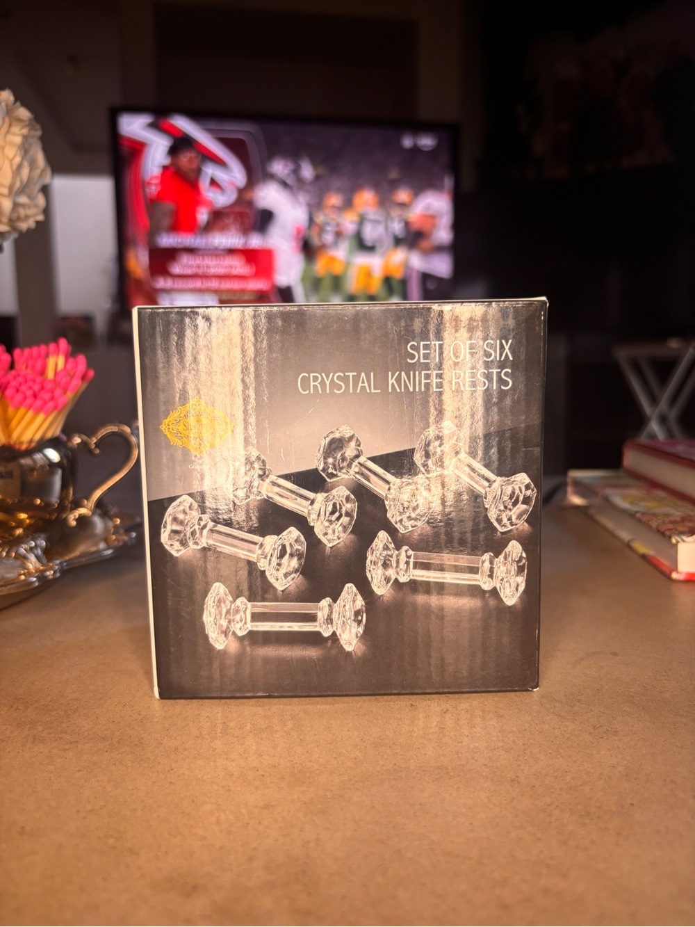 Shannon Crystal by Godinger Set of 6 Crystal Knife Rests Original Box
